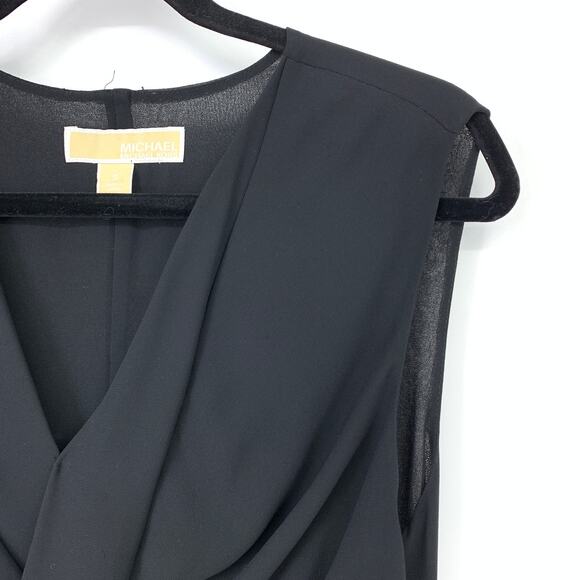 Michael Kors Top Women's Size Small Twist Front V Neck Sleeveless Black - Picture 3 of 6